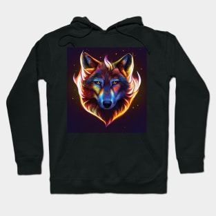 Wolf in Colourful Flames. Bold Striking Image Hoodie